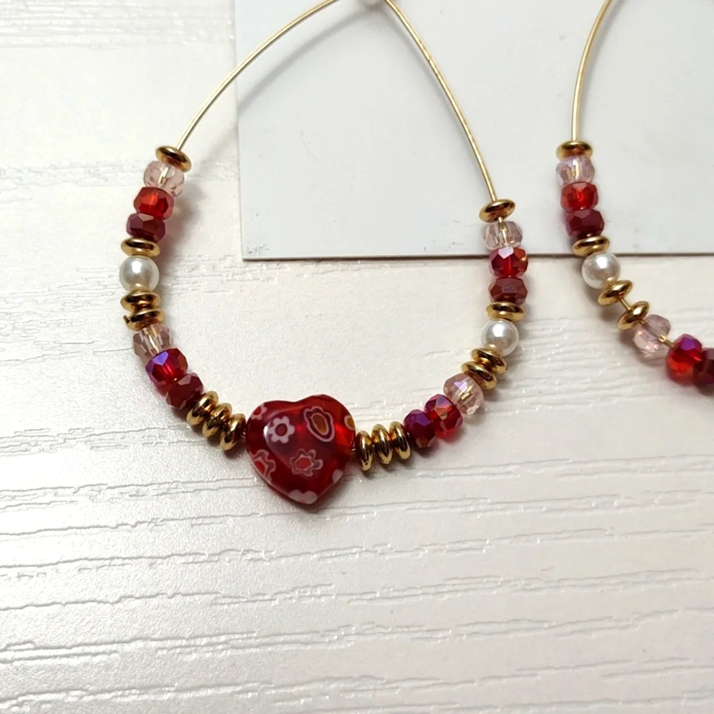 STYLE & CO Gold tone Beaded Heart Drop Earrings - Picture 3 of 9